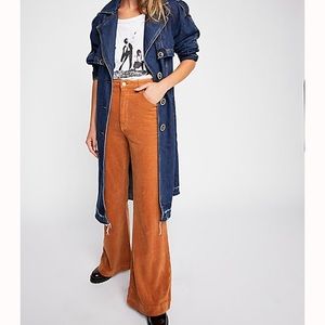Rolla’s Australian camel corduroy high rise flares